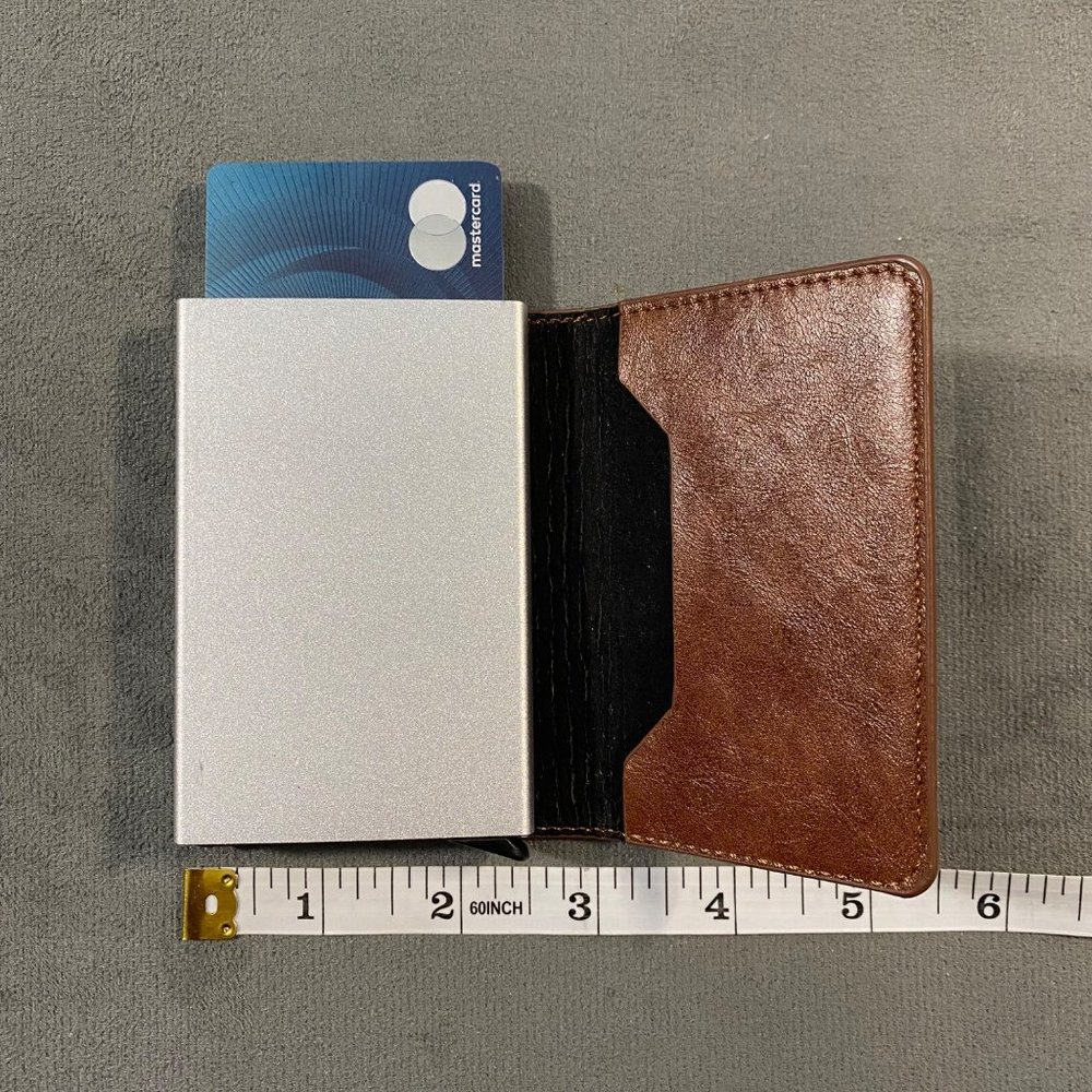 Slim Leather & Metal Card Holder With RFID Blocking For Men